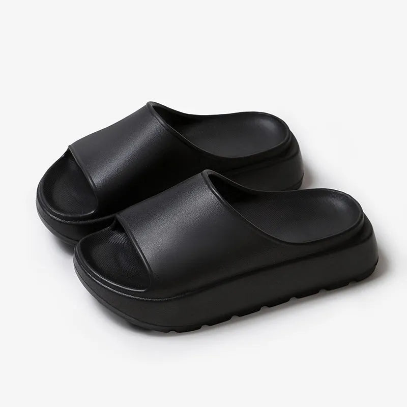 Women's fish mouth beach slippers with thick EVA soles in beige, black, khaki or rose red colours
