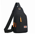 Outdoor sports riding chest bag in double black made from Oxford cloth with sewing thread detail