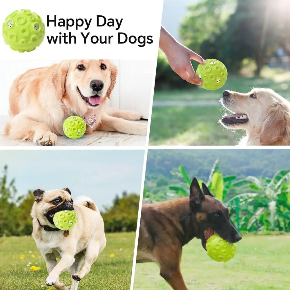 Coloured rubber dog ball with textured surface for aggressive chewers and teeth cleaning