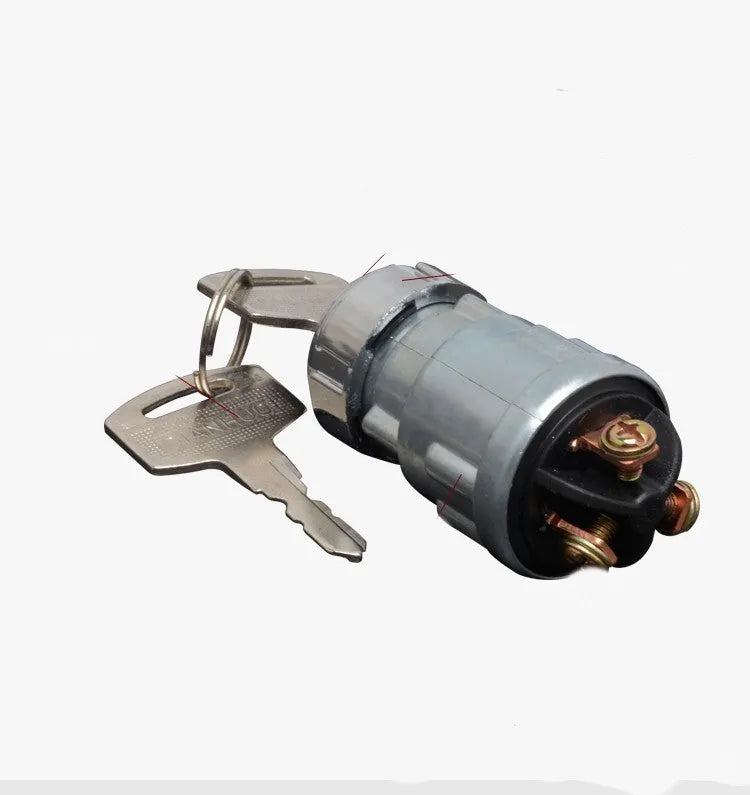 Copper automotive ignition switch with key for trucks and forklifts.
