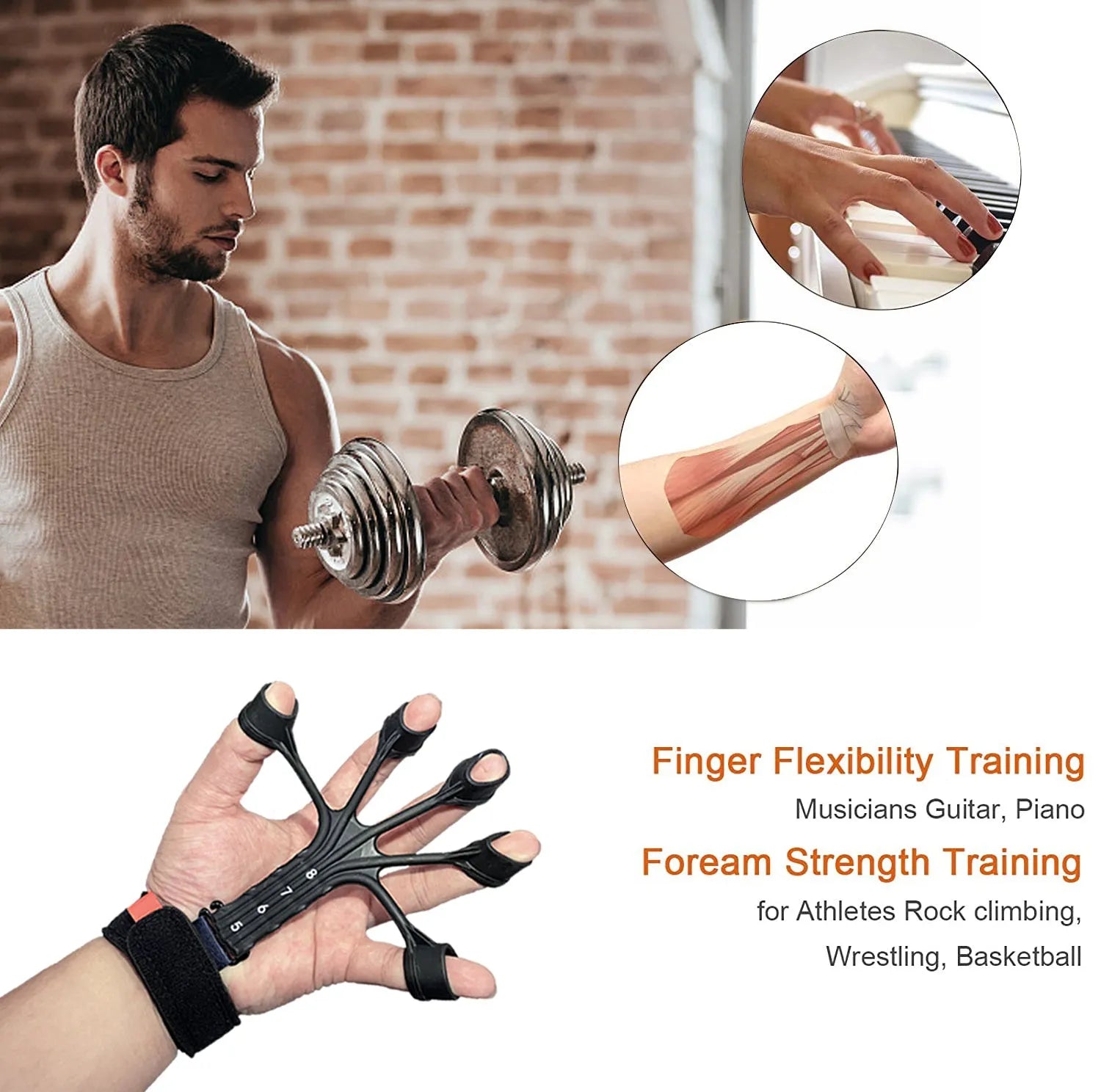 Black silicone finger flexion extension trainer with adjustable tension belt for hand rehabilitation