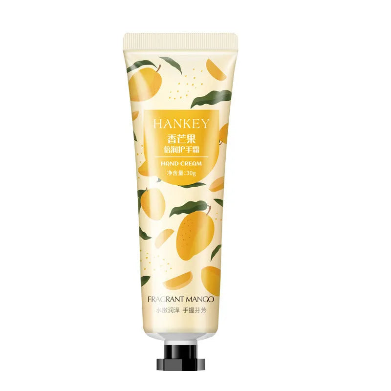 30g tube of fruit extract hand cream with avocado and chamomile scent options