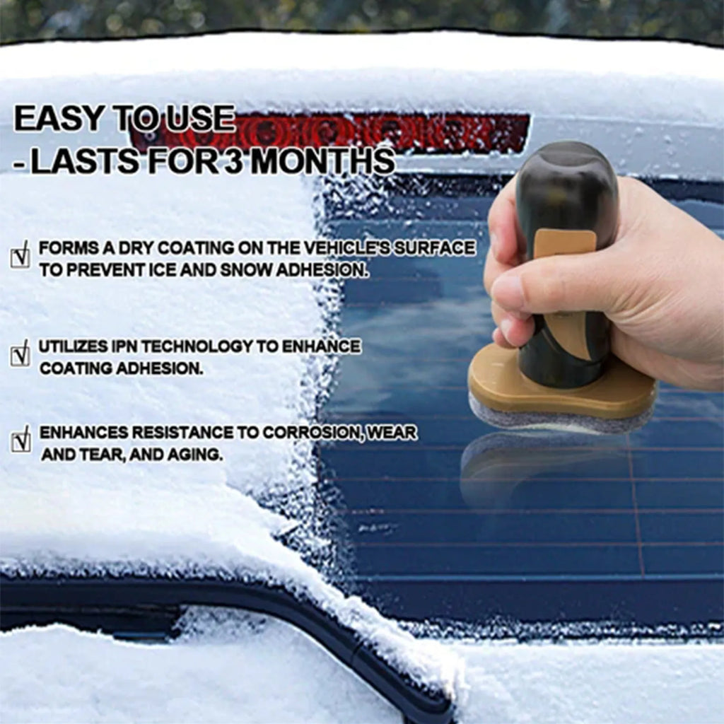 Compact car snow brush with hydrophobic nano coating measuring 5x9x14cm