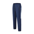 Men's black and navy blue running trousers with mid waist design and full-length cut