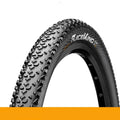 Mountain bike outer tyre showing yellow sidewall, with folding bead and tread pattern for off-road use.