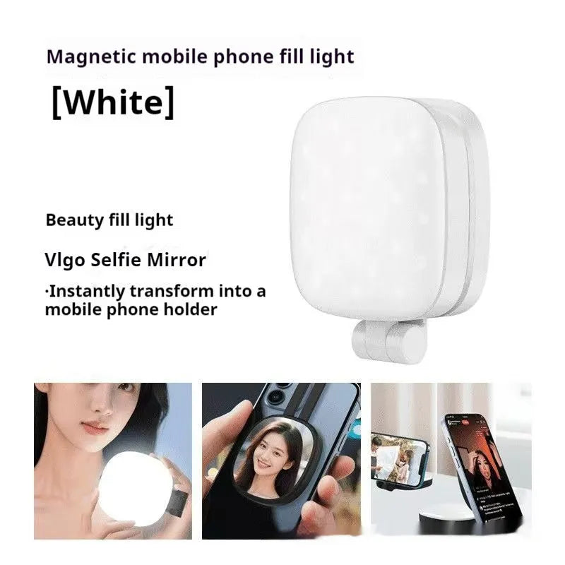 Black and white mobile phone magnetic selfie fill light with adjustable brightness