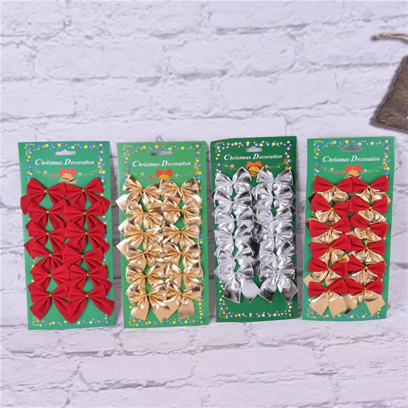 5 cm polyester Christmas decoration bow in gold, red, red gold, or silver colours