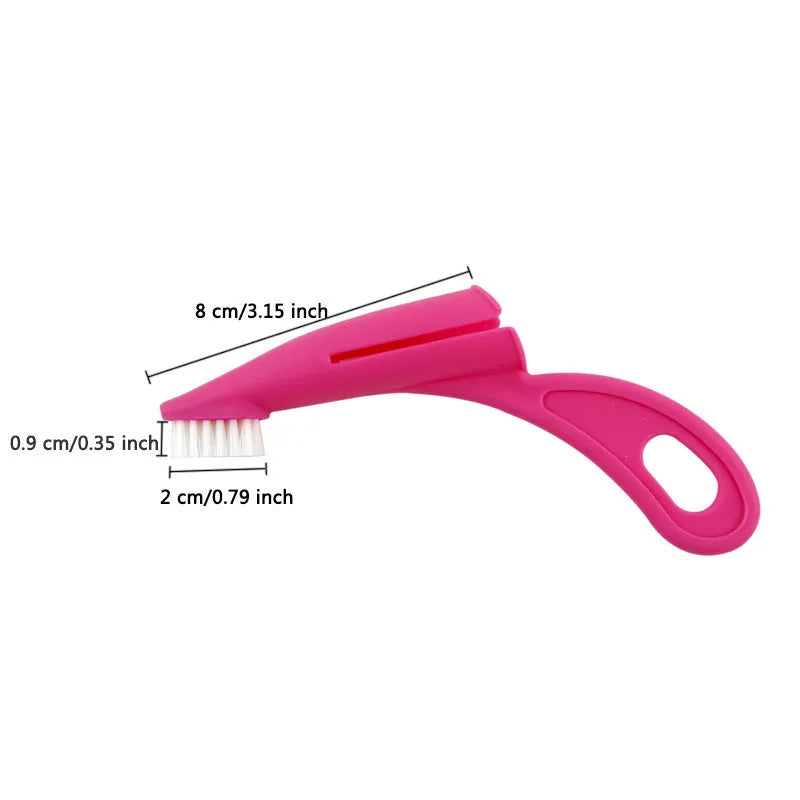 Red and white finger-sleeve pet toothbrush with soft silicone bristles for dog and cat dental cleaning.