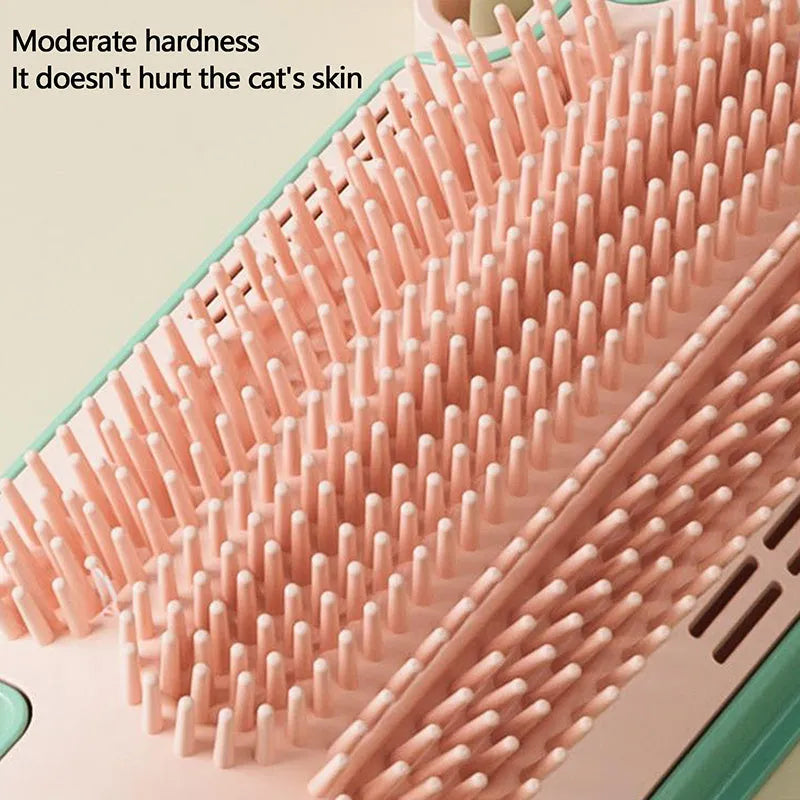 Ice cream cone shaped cat scratching post with grooming arch and feather attachments
