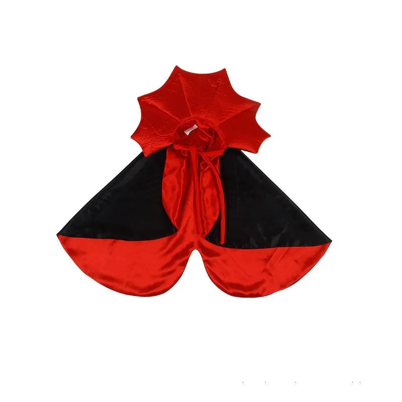 Black and red polyester Halloween costume outfit for pet cat or dog with European American fancy dress styling