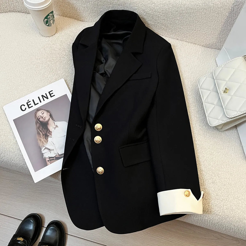 Women's loose fit mid-length trench coat in milky white, Korean style with pockets.