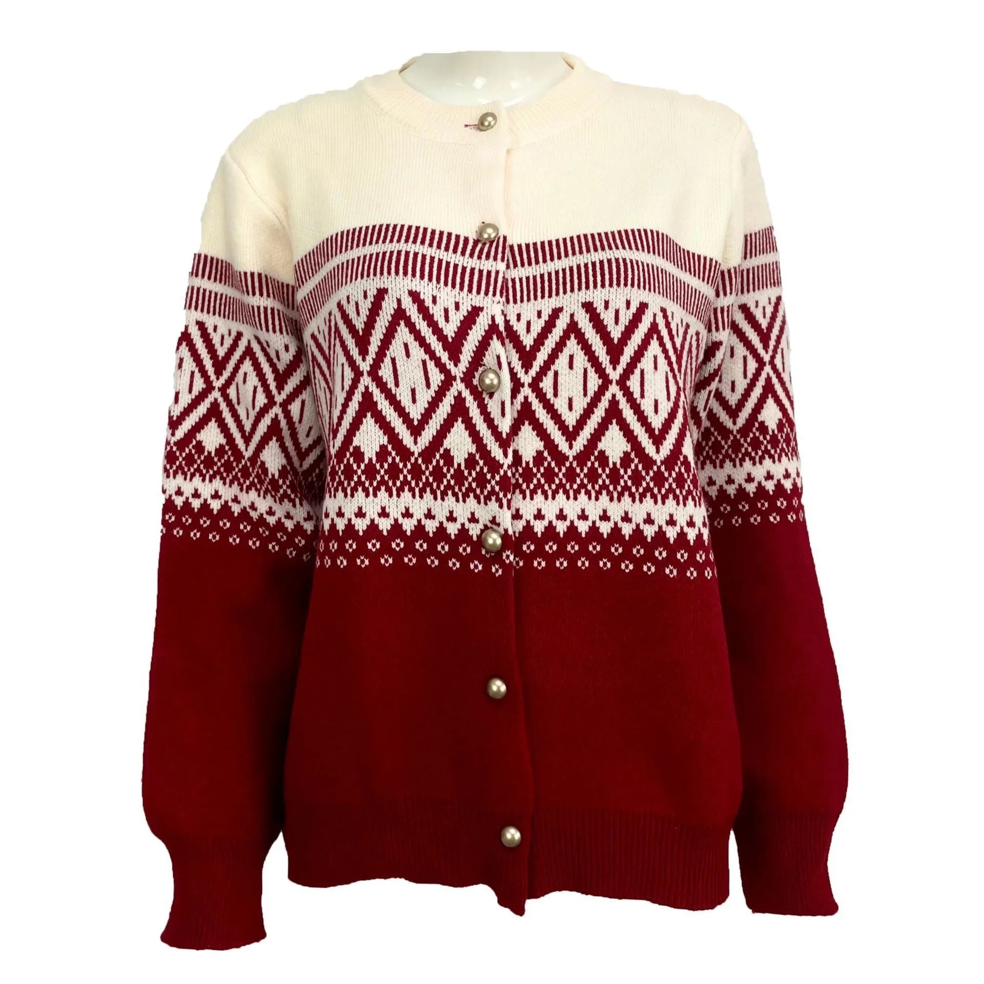 Women's long-sleeved alpaca wool cardigan sweater with contrast colour street fashion design