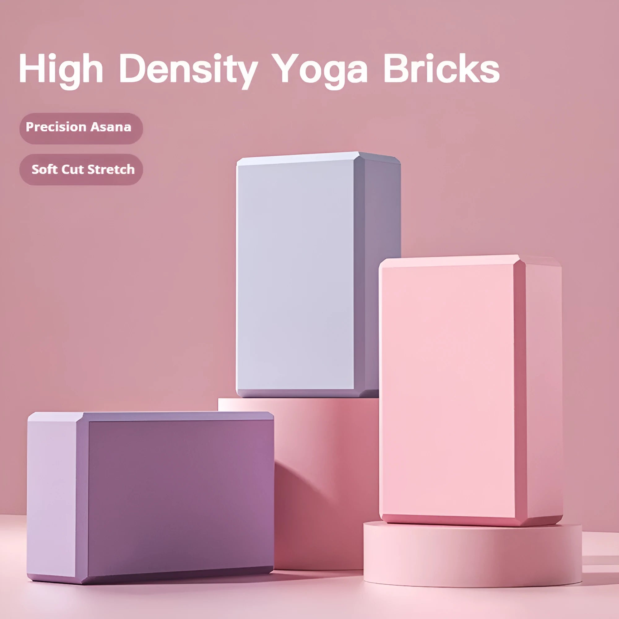 Blue high-density EVA yoga block on a gym mat
