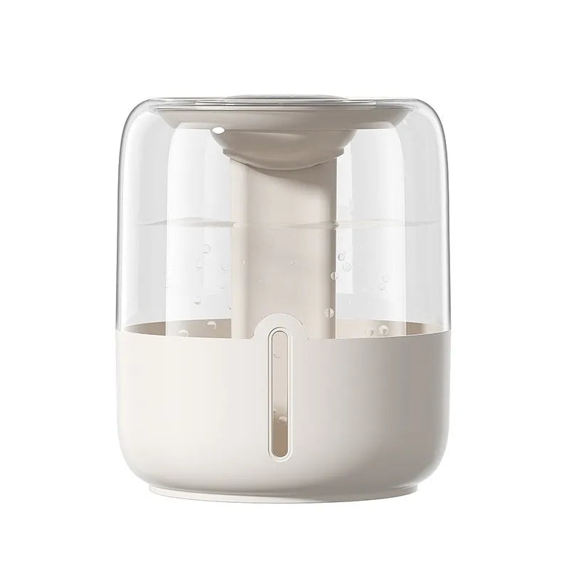 Beige round large capacity USB humidifier with display and dual spray nozzles