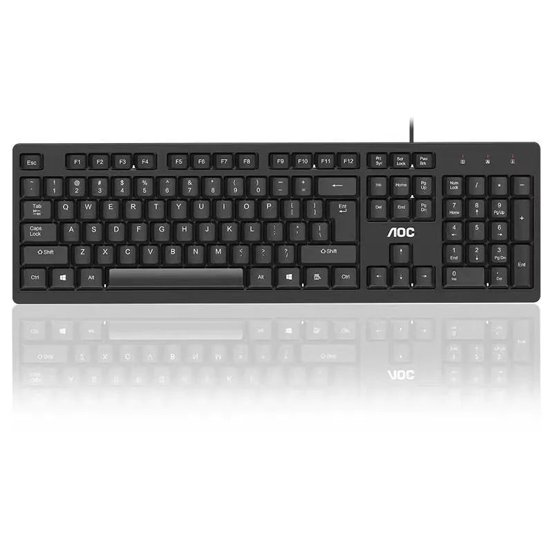 Black KM160 wired USB keyboard and mouse set with 1.5m cables on a desk
