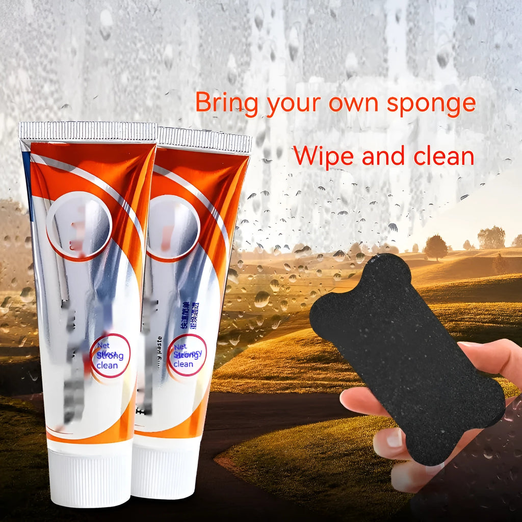65ml white car windscreen cleaning paste tube with sponge mop applicator for removing oil stains from glass