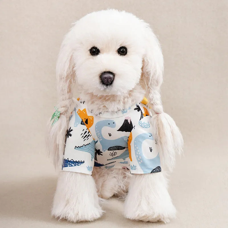 Printed polyester dog t-shirt in casual style with full design coverage