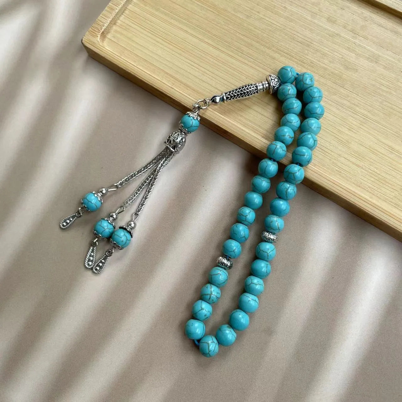 Sky blue stone bead Muslim prayer bracelet with 8mm beads for daily worship counting
