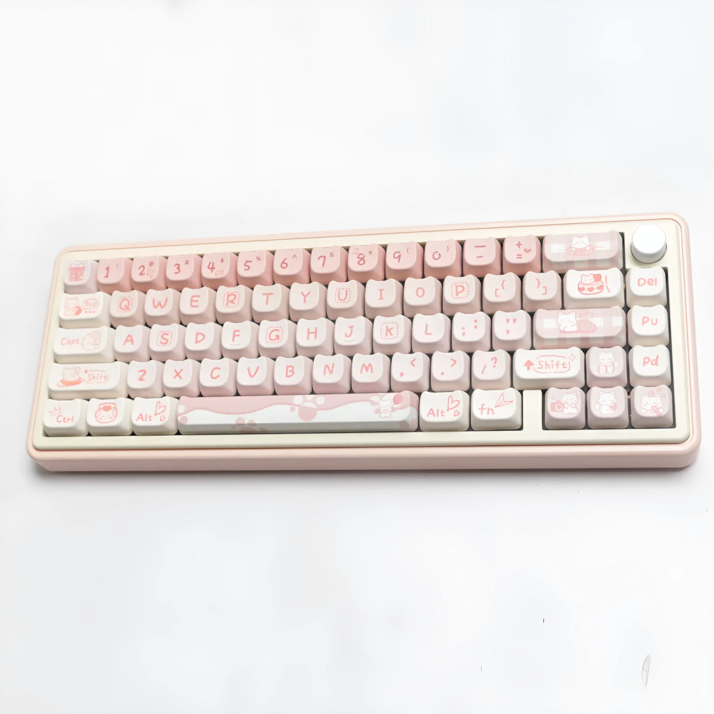 Full set of PBT key caps for mechanical keyboards showing over 98 keys in universal layout