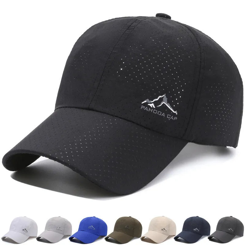 Korean-style adjustable baseball cap in polyester fabric for summer sun protection, shown in a selected colour