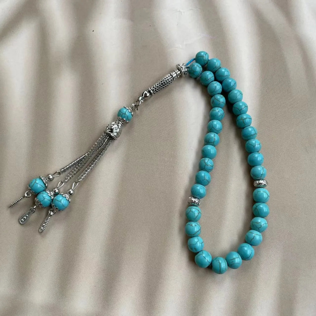 Sky blue stone bead Muslim prayer bracelet with 8mm beads for daily worship counting