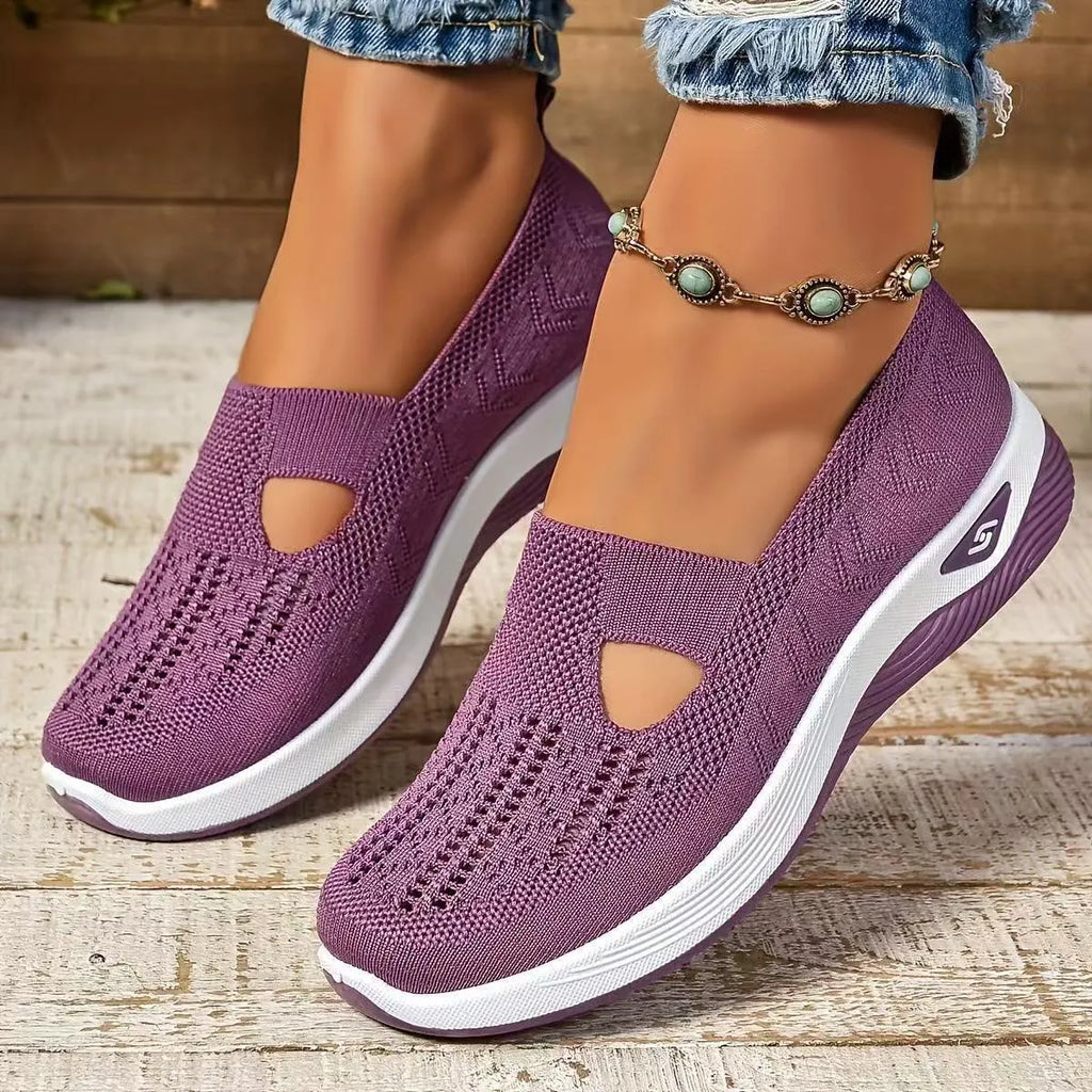Casual mesh shoes with T-strap design and soft PVC soles in various colours