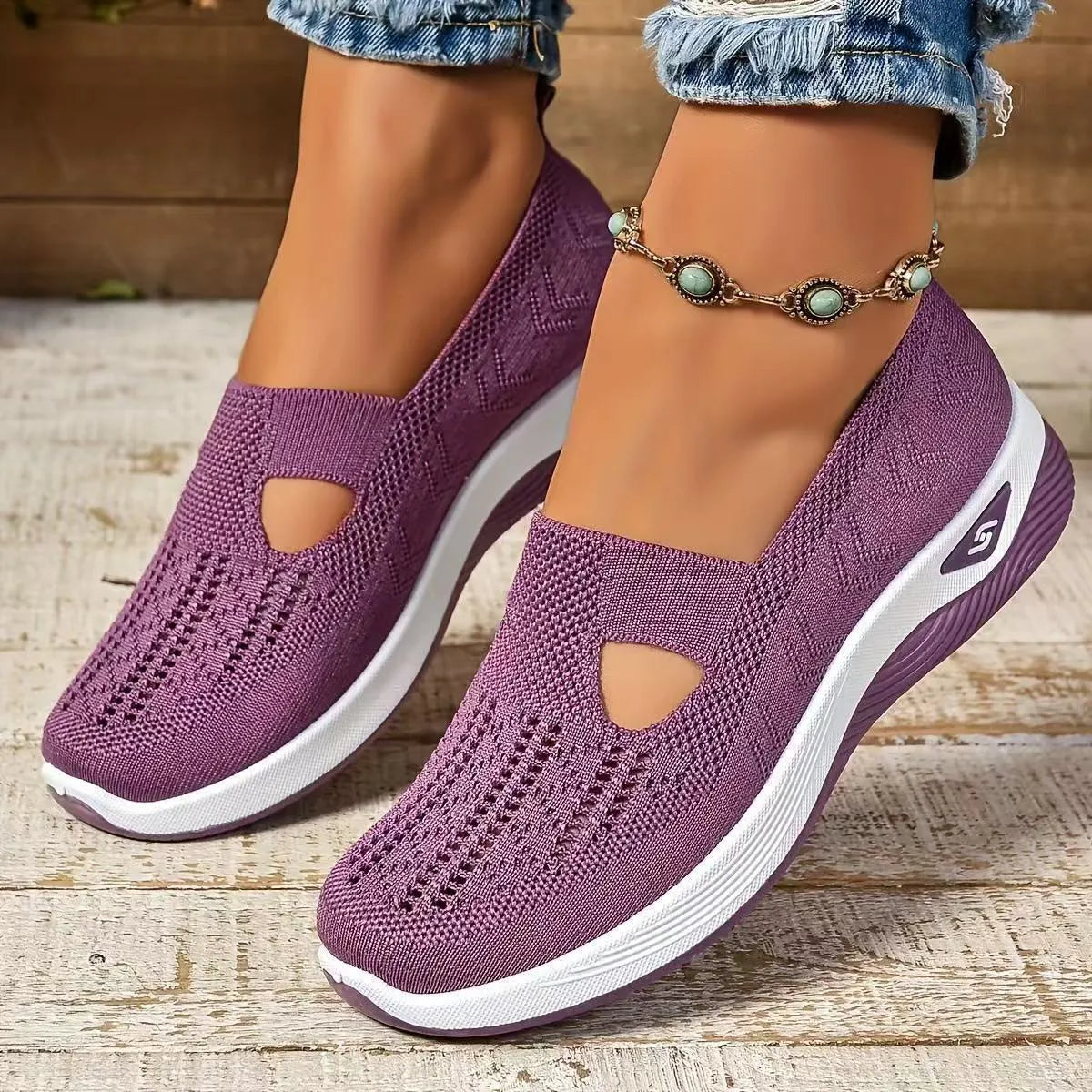 Casual mesh shoes with T-strap design and soft PVC soles in various colours