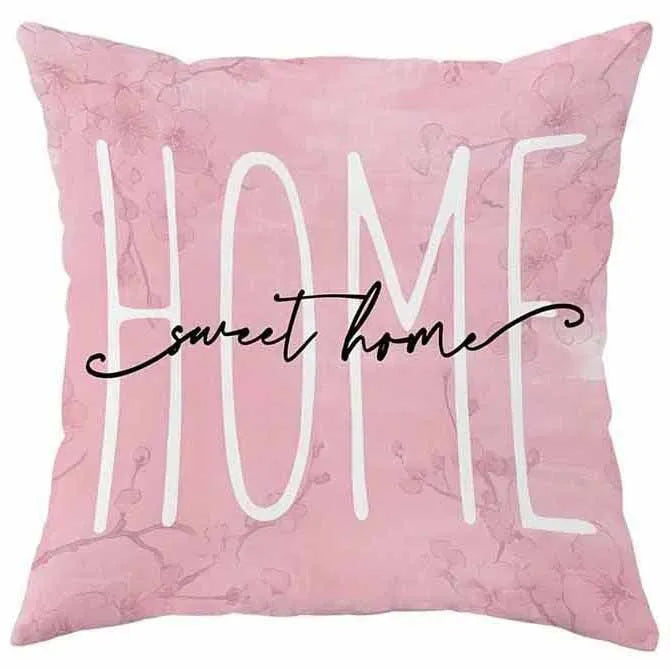 Cherry blossom letter design on a 45cm square short velvet cushion cover