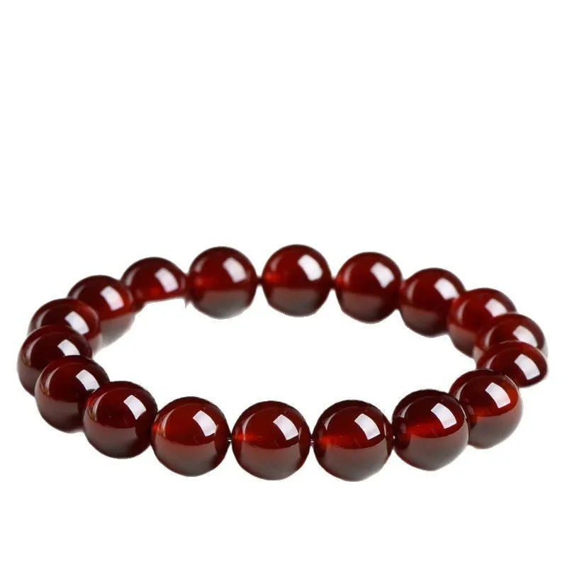 Natural orange red garnet crystal bracelet with Ruyi design elements in retro style