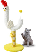 Yellow vertical cat scratching post 88cm tall with sisal rope wrapping and spring ball toy for indoor cats