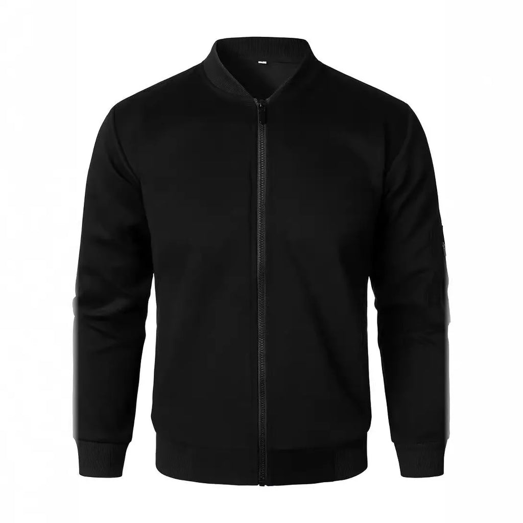 Men's loose fit knitted jacket in black, blue or grey with long sleeves and edging detail