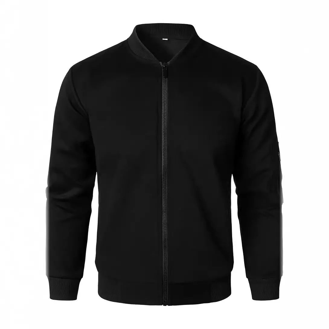 Men's loose fit knitted jacket in black, blue or grey with long sleeves and edging detail