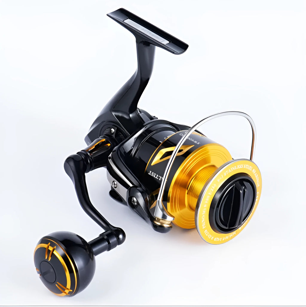 New high-speed all-metal sea fishing spinning reel with silver black colourway and wire cup option
