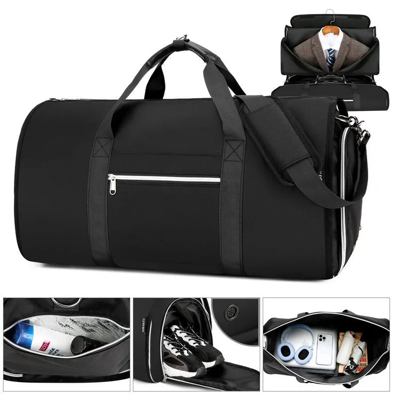 Oxford cloth sports bag with dry wet separation compartments in grey colour option