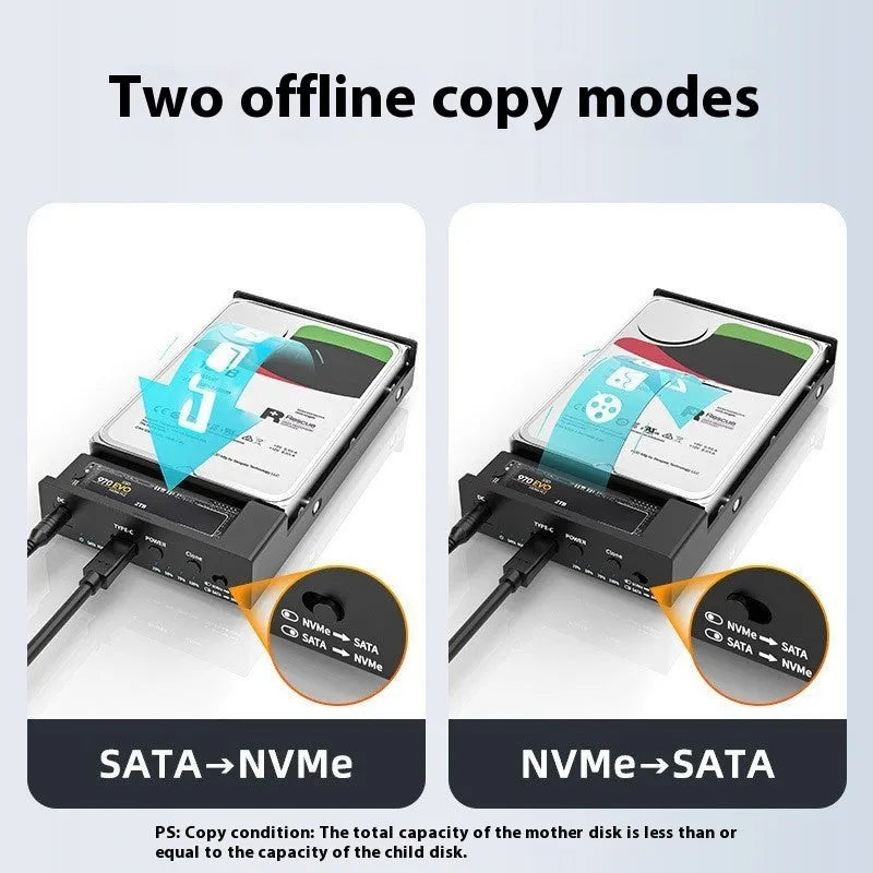 Black external hard drive enclosure for 2.5 inch SATA SSDs and HDDs with USB 3.0 connection