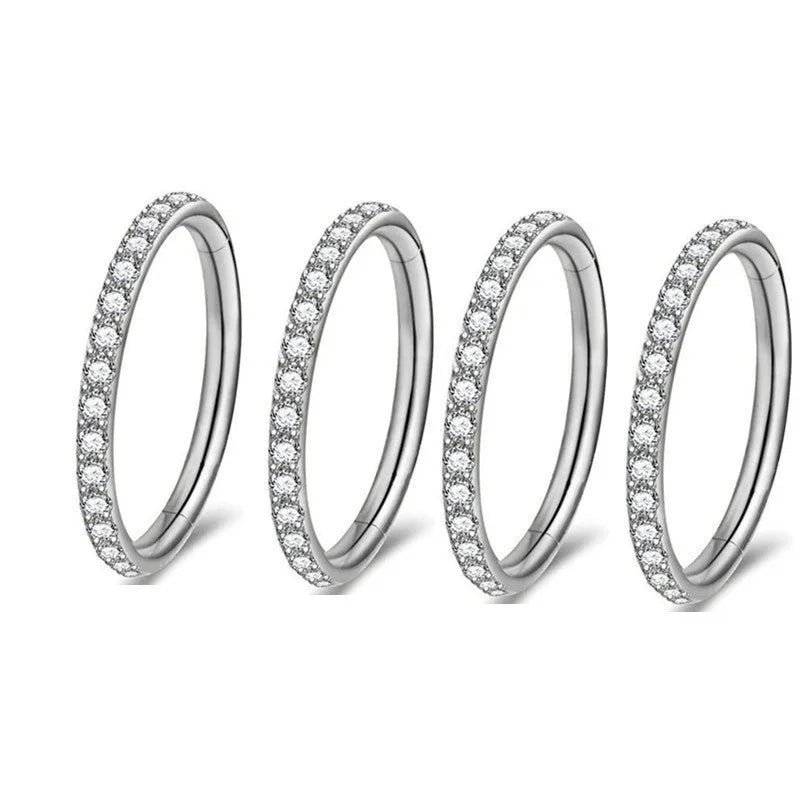 Stainless steel seamless nose ring showing round shape and electroplated colour options including black, gold, and rose gold finishes