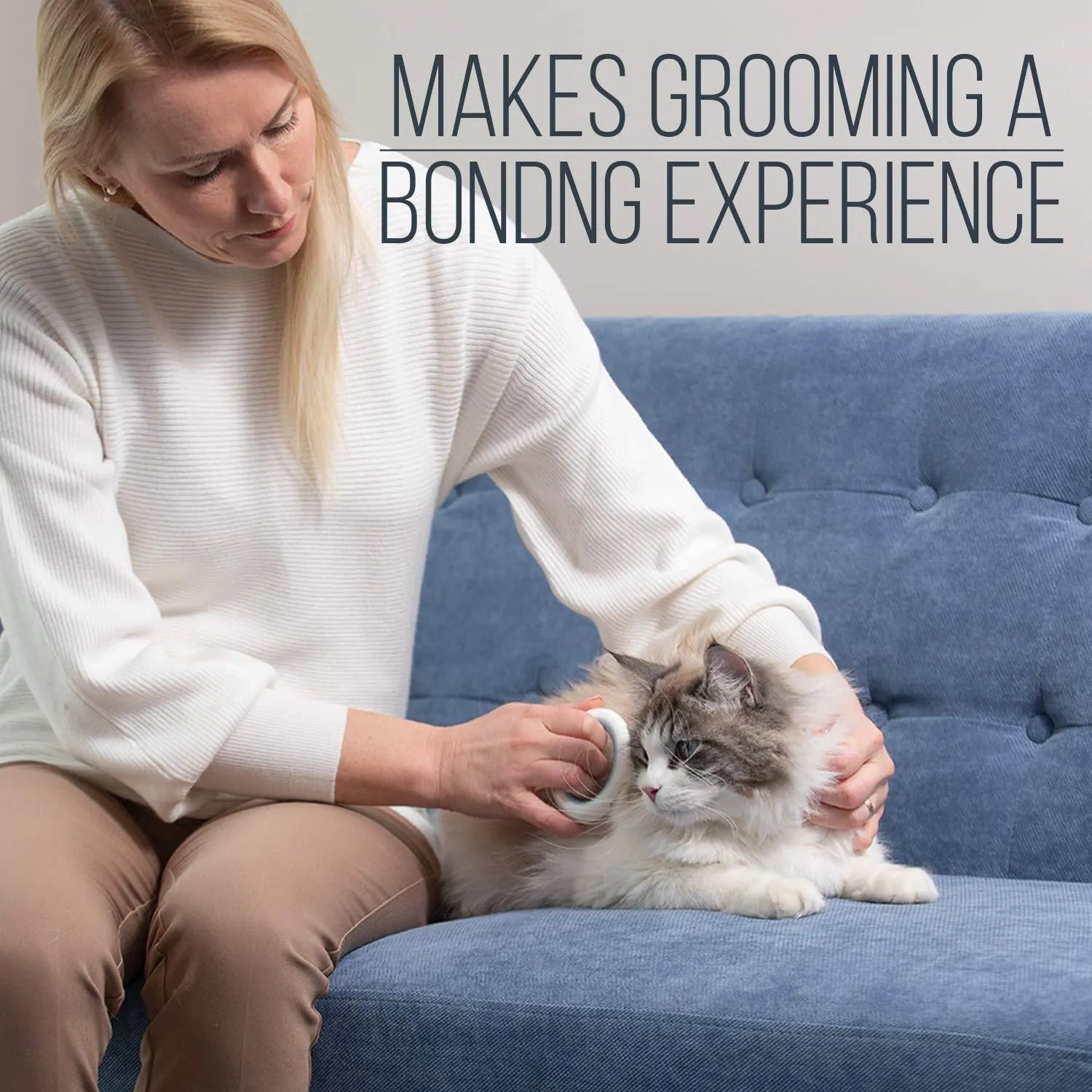 Blue pet grooming comb for cats and dogs with deshedding teeth on plastic handle