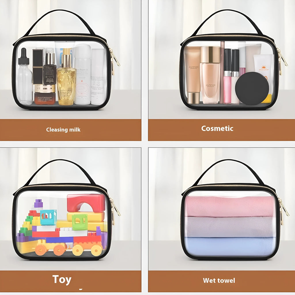 Transparent PVC lipstick storage wash bag with chain in various colour options