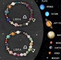 Natural stone beaded bracelets showing twelve zodiac signs with adjustable string closures