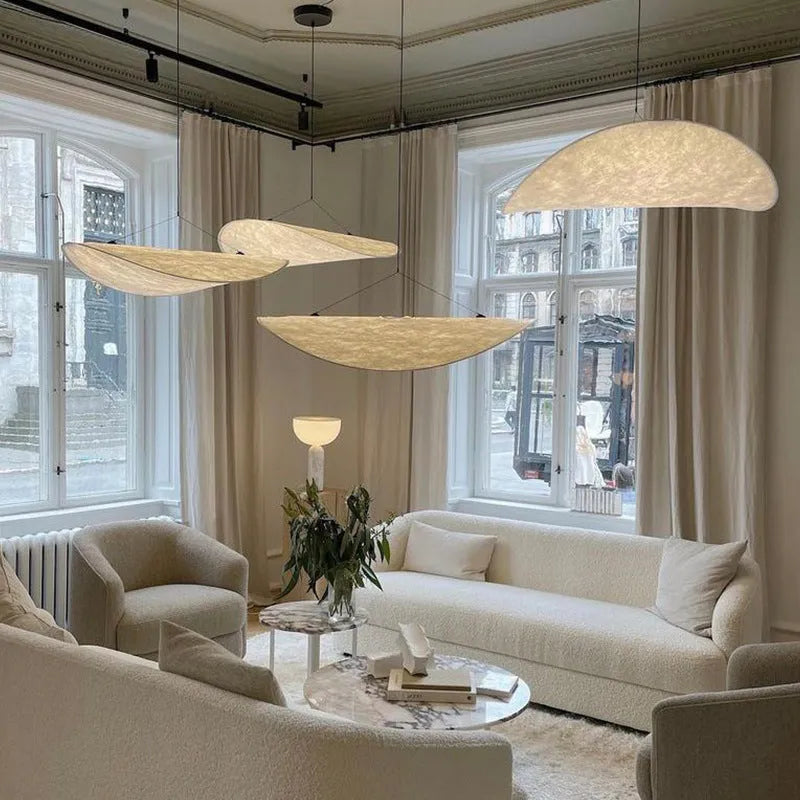 Art Silk fabric chandelier ceiling light in Silent Wind style with multiple diameter options