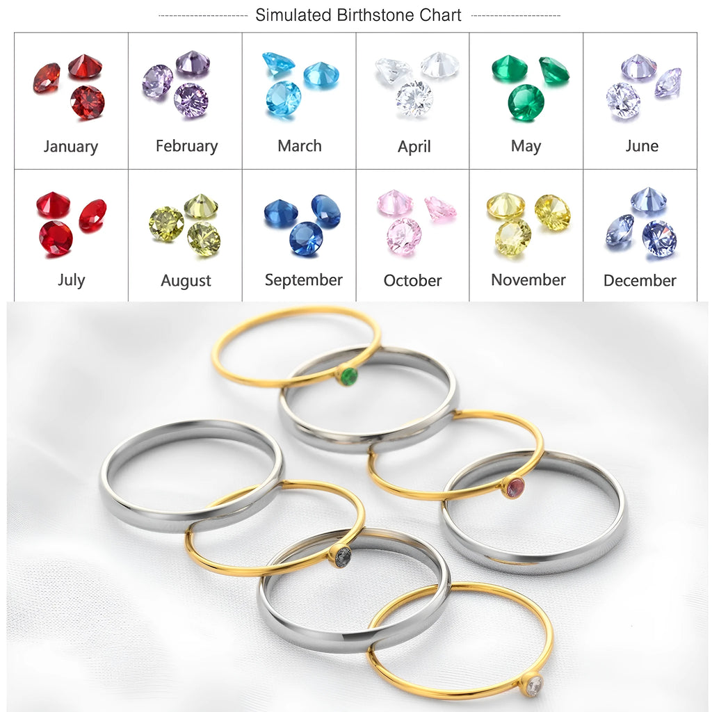 December birthstone engraved titanium steel ring with geometric design on finger