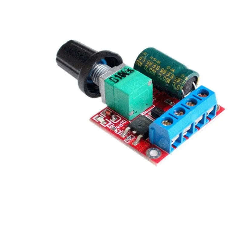 PWM DC motor governor for 5V to 35V speed regulation with potentiometer knob and connection terminals