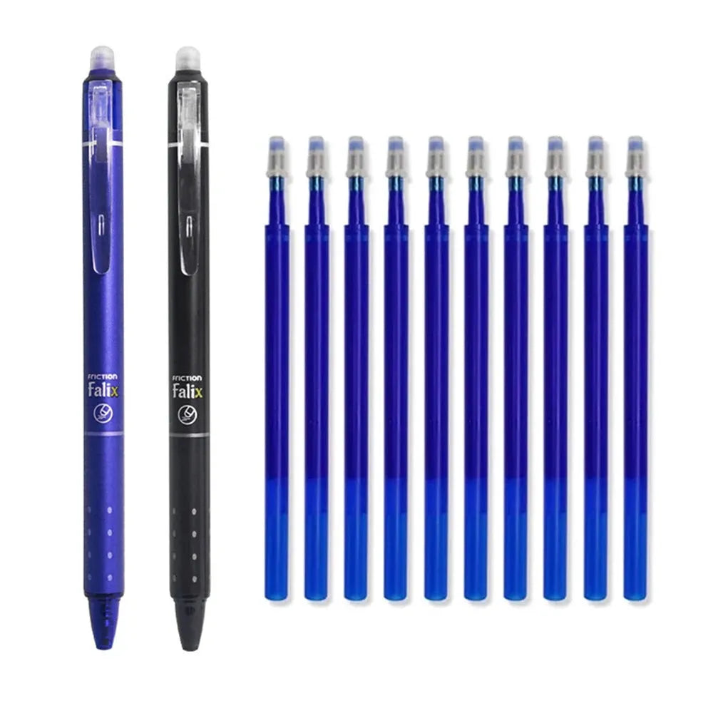 Hot erasable push gel pen with 0.5mm stainless steel nib in plastic casing