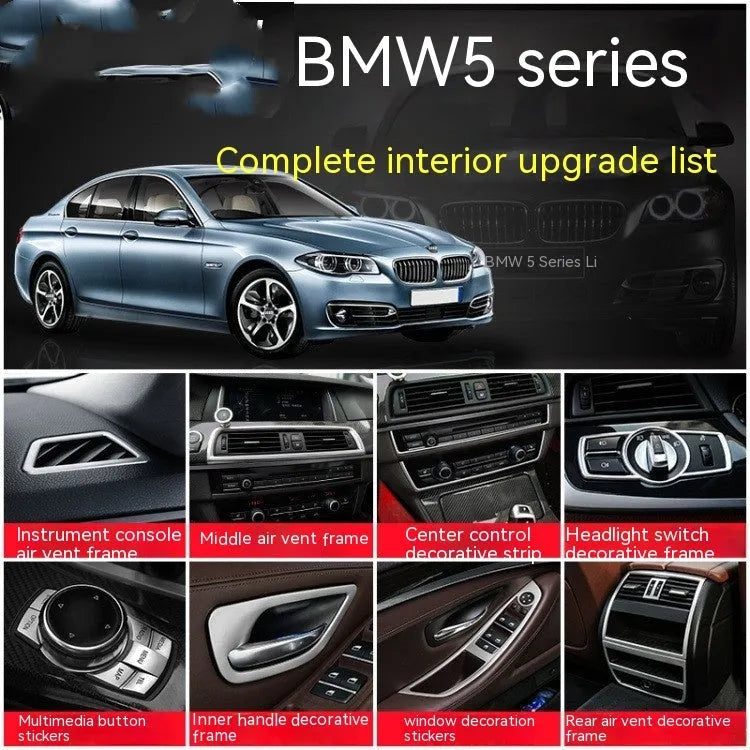 Set of four ABS stainless steel decorative trim strips for BMW 5 Series F10 F11 interior door handles.
