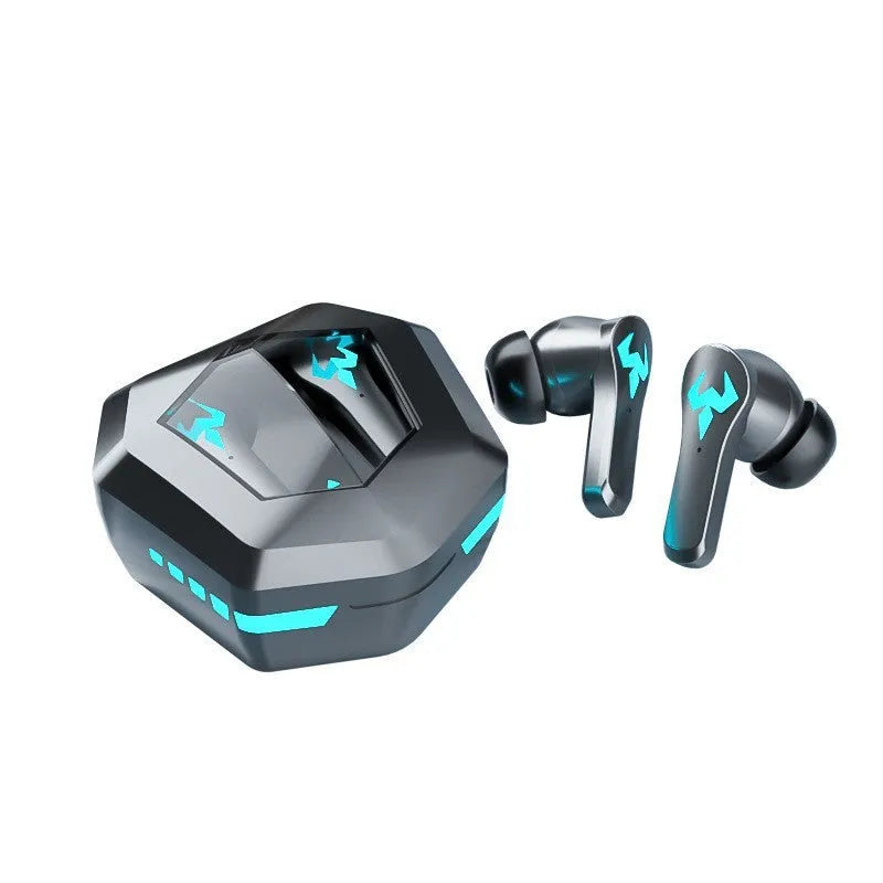 Black in-ear wireless Bluetooth sports headset with earplug design