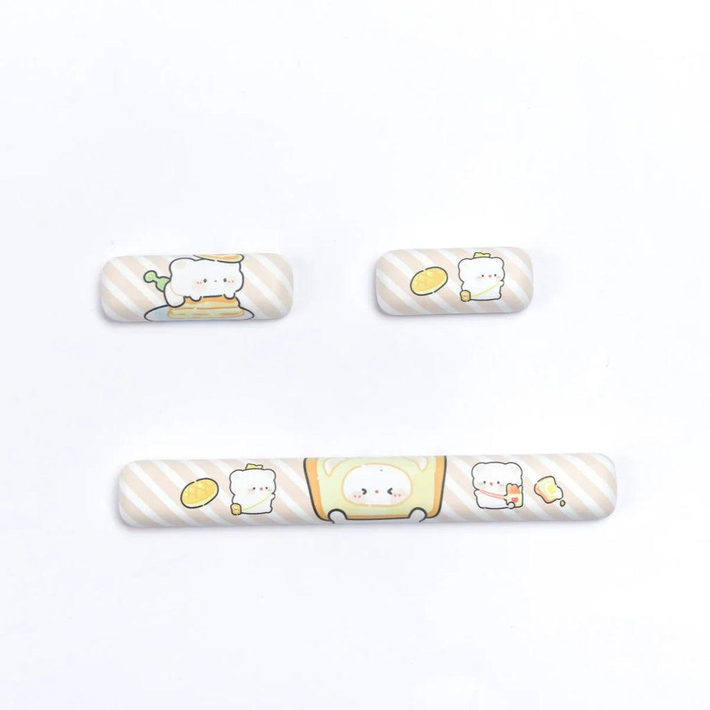 MOG Steamed Bread key cap set with bread bear thermal sublimation designs on PBT plastic