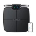 Black eight-electrode intelligent body fat and weight scale for home use.