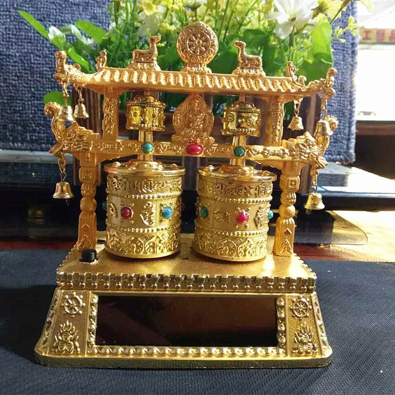 Traditional Chinese style alloy prayer wheel car decoration with licence plate model