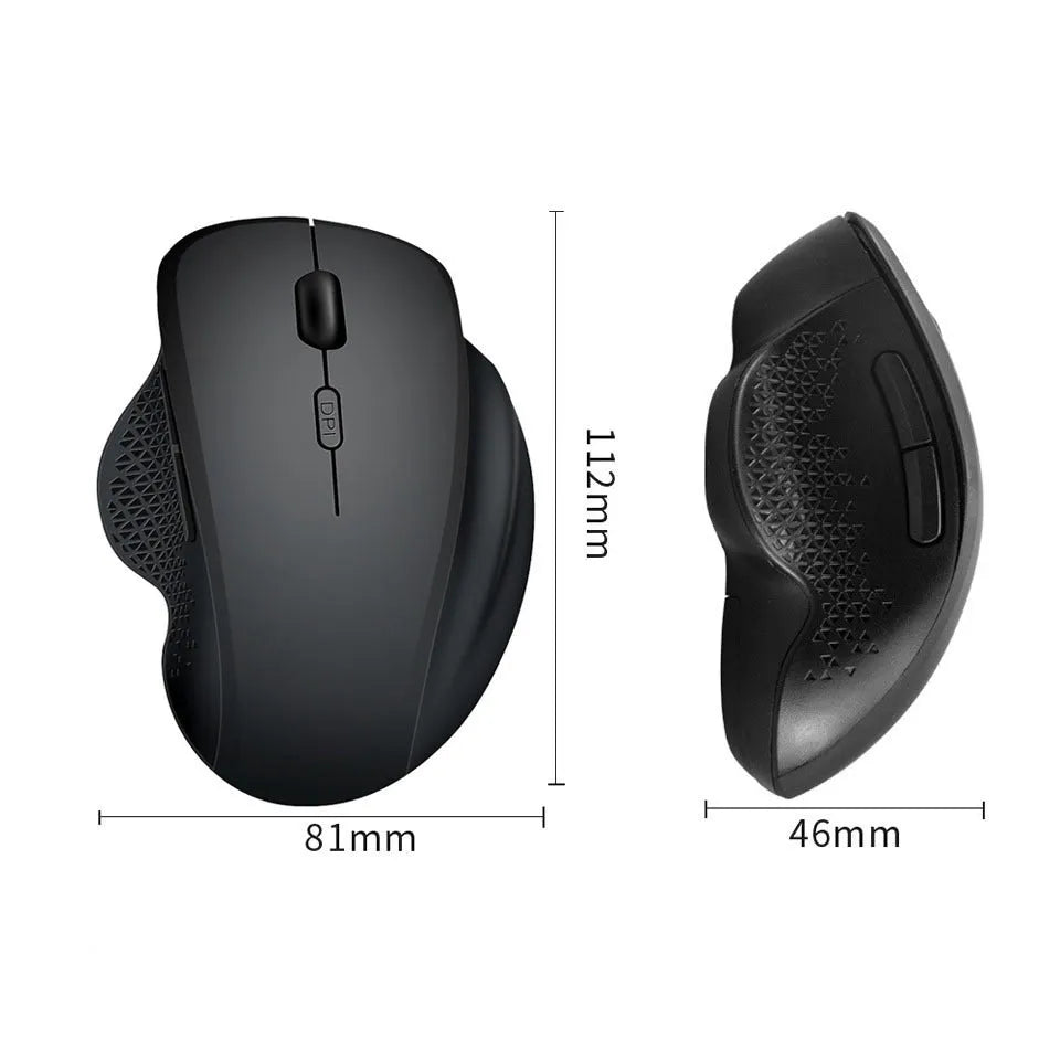 Grey and black wireless USB-charging laptop mouse with cable on a white background.
