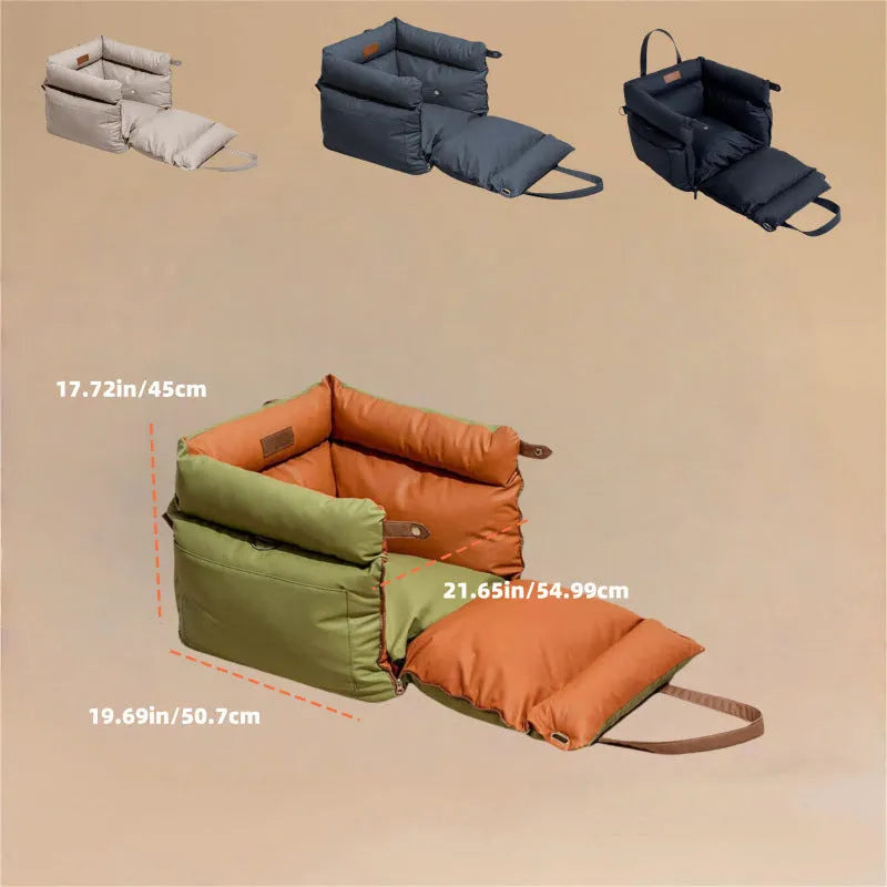 Green waterproof PU dog bed nest with removable cover, dimensions 55x50x45cm.